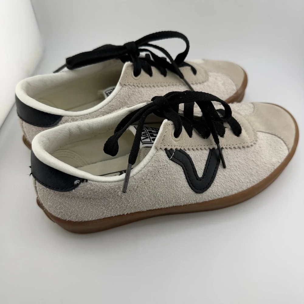 Vans Sport Low Sneakers Kids Marshmallow Black Gum Suede Size Men‎ 4 /Women 5.5